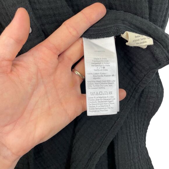 Madewell‎ Lightspun Button-Front Tiered Midi Dress Size 12 black gauze muslin - Picture 10 of 10